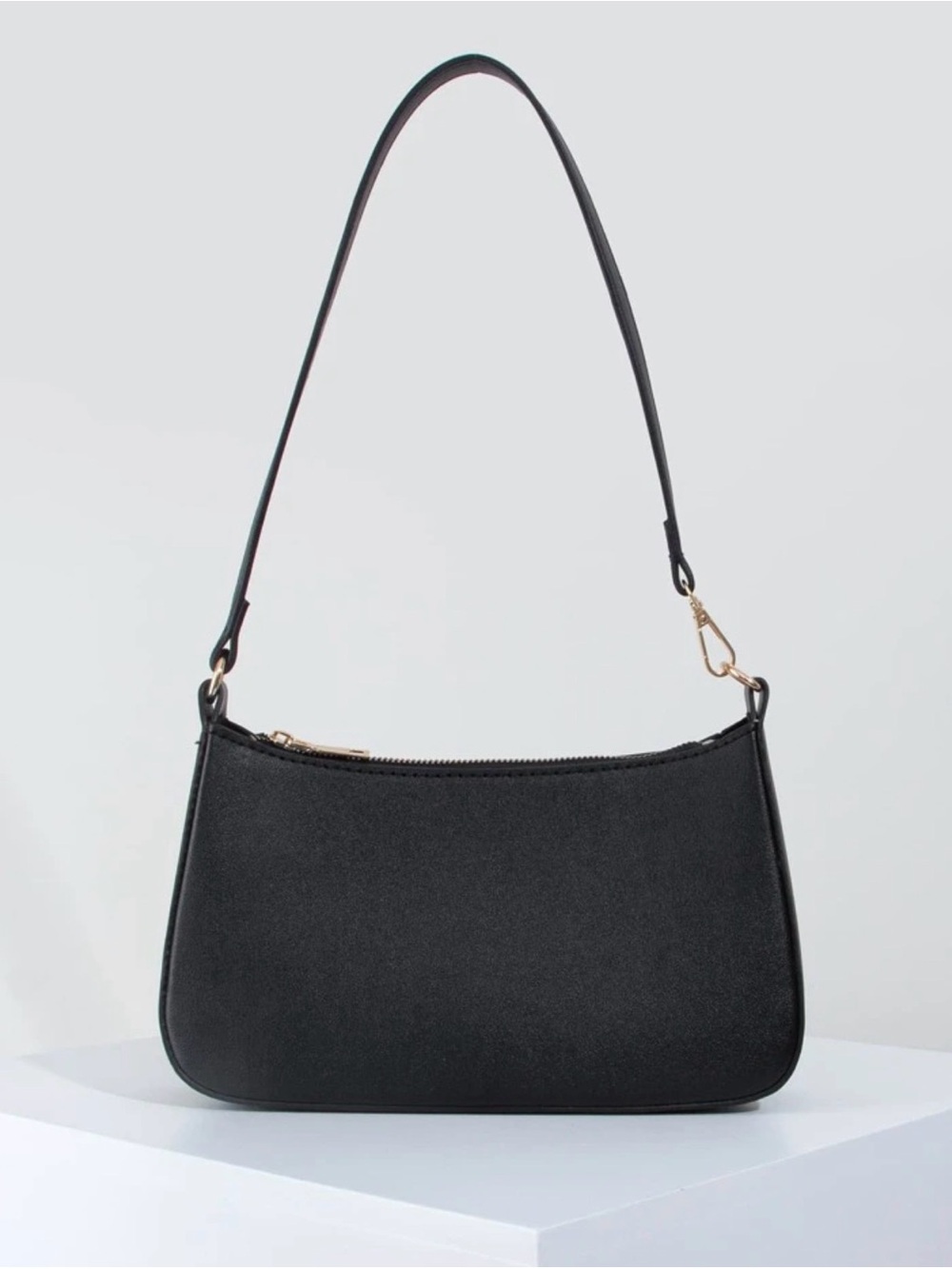Amazon Black Shoulder Bag with Gold Hardware